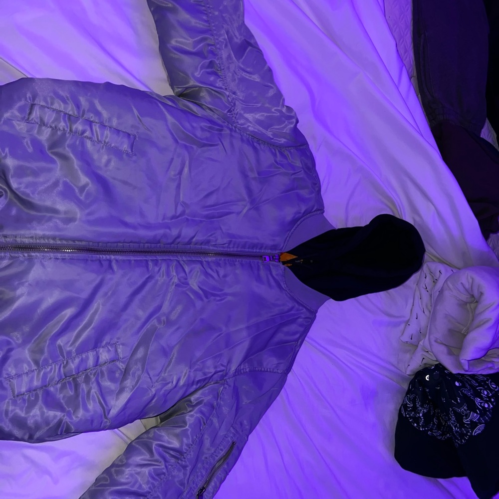 Forever 21 Orange and Silver Varsity Bomber Jacket